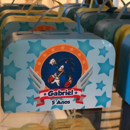 Caixa Lembrancinha Maleta Personalizada no Tema Sonic!