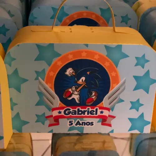 Caixa Lembrancinha Maleta Personalizada no Tema Sonic!