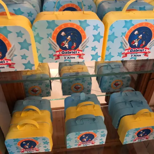 Caixa Lembrancinha Maleta Personalizada no Tema Sonic!
