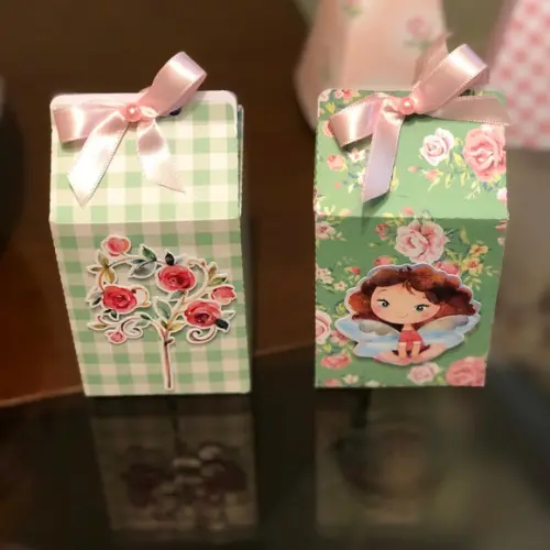 Kit 5 Caixas Milk Personalizada no tema Jardim das Fadas
