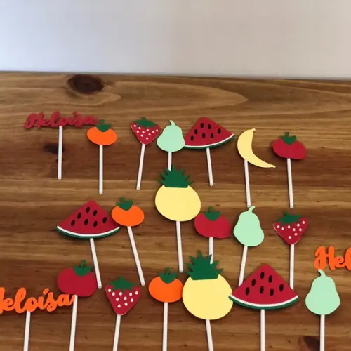 Kit Toppers para docinhos em camadas no tema frutinhas