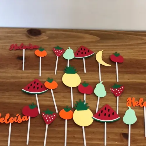 Kit Toppers para docinhos em camadas no tema frutinhas