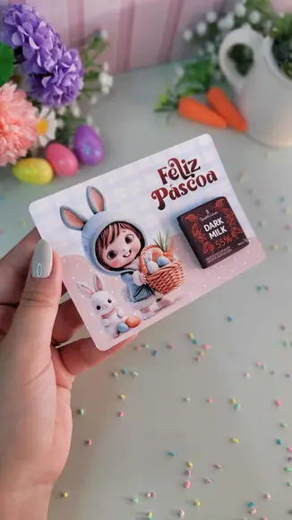Lembrancinha Páscoa Card com Chocolate.