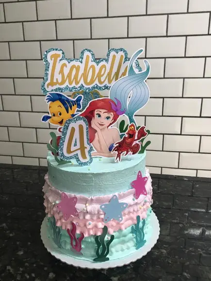 Topo de Bolo Personalizado no Tema a Pequena Sereia!