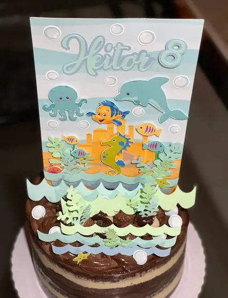 Topo de Bolo Personalizado no Tema Fundo do Mar!