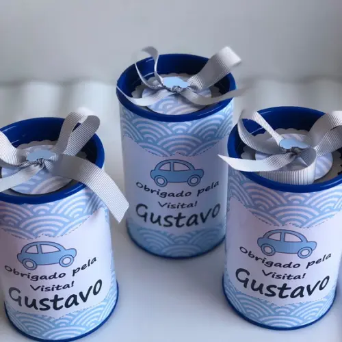 Tubo Cofre Personalizado no tema Carrinho para Maternidade!
