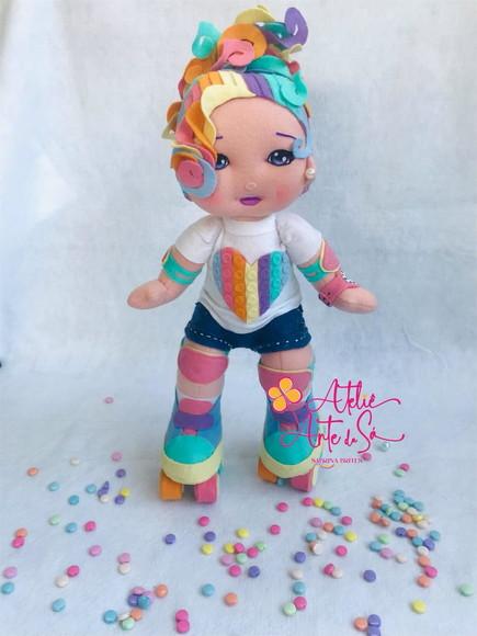 Boneca Patinadora Pop It Em Feltro