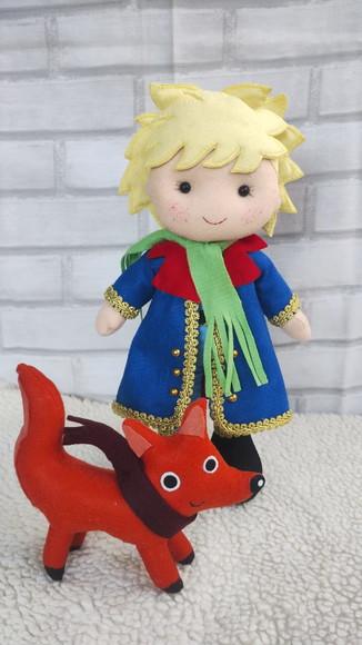 Boneco Pequeno Príncipe em Feltro Luxo e Raposa