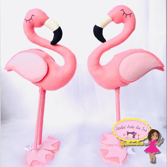 Casal de flamingos em feltro 40 con