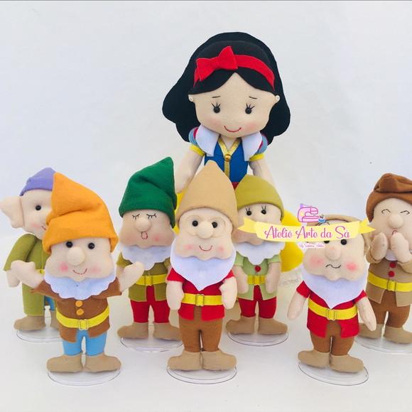 Kit branca de neve e anões em feltro