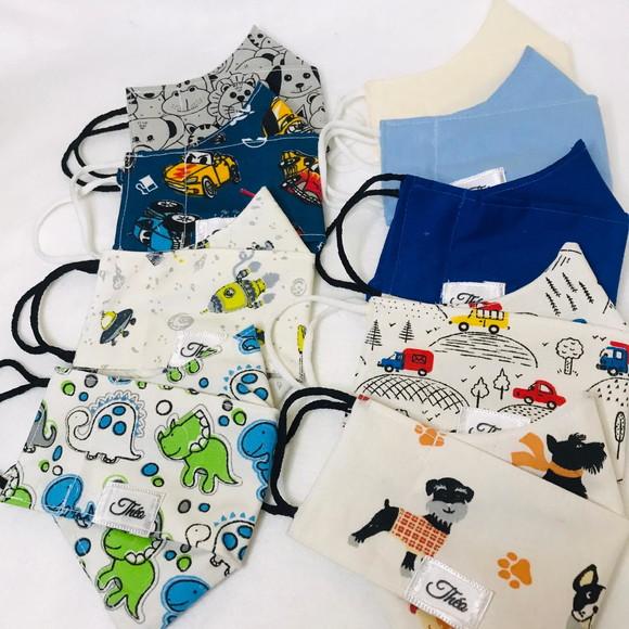 Kit com 10 máscaras Infantil personalizada + porta mascara d