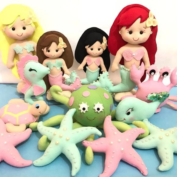 Kit Sereias em Feltro Candy Color