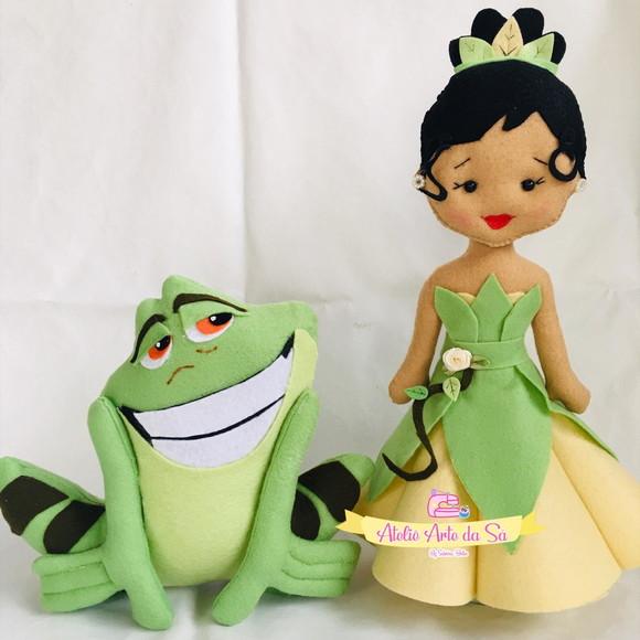 Princesa Tiana e o Sapo em Feltro