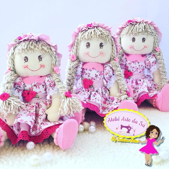 Trio Boneca de Pano Tamanhos Diferentes