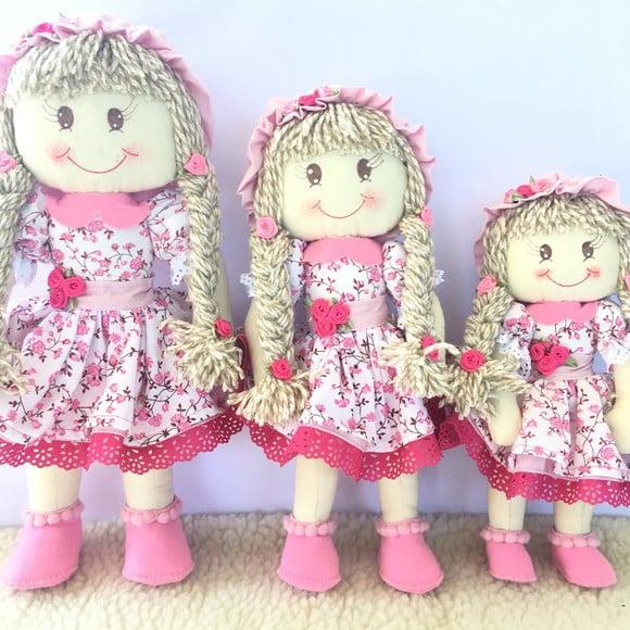 Trio Boneca de Pano Tamanhos Diferentes