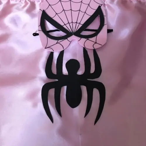 Capa e Máscara - Mulher Aranha Rosa Minimo de 10 Peças