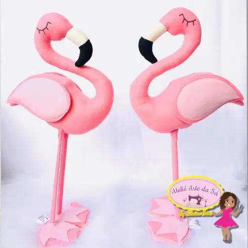Casal de flamingos em feltro 40 con