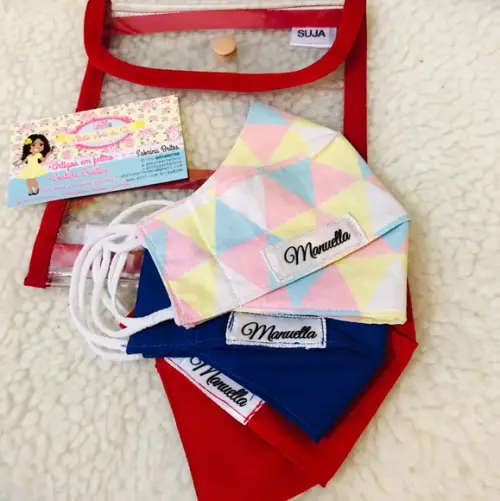 kit 3 Máscaras personalizadas com porta máscara limpa e suja
