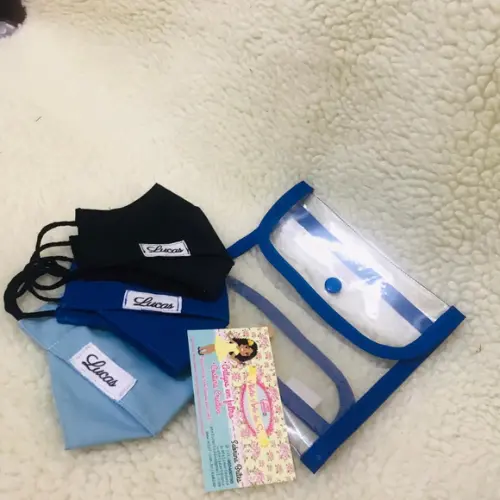 Kit 3 máscaras personalizadas + porta máscara limpa e suja