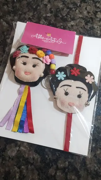 Kit Chaveiro e Marca Página Frida Kahlo em Feltro