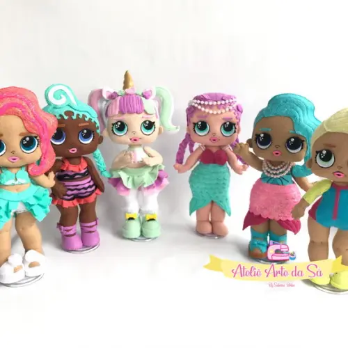 Kit com 6 Bonecas Lol em Feltro