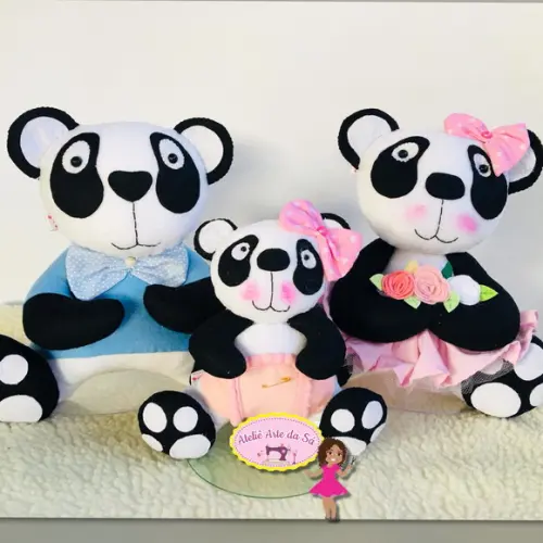 Kit família panda em feltro