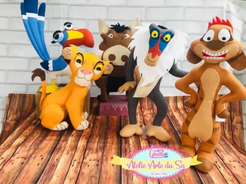 Kit rei leão em feltro 6 peças