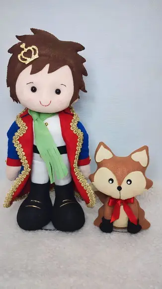 Pequeno Príncipe em Feltro 30 cm e Raposa com 15cm