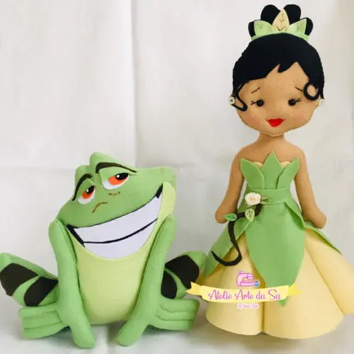 Princesa Tiana e o Sapo em Feltro