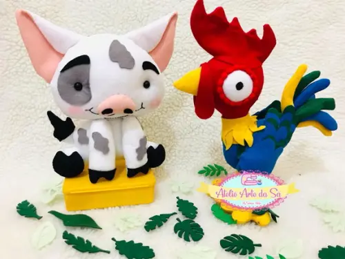 Pua e rei rei da Moana em feltro