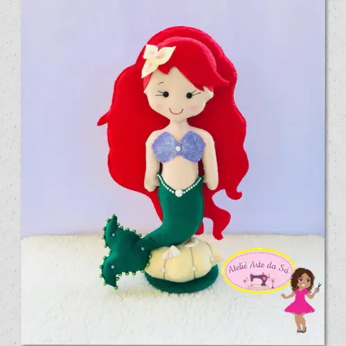 Sereia Ariel em Feltro 30 cm Pronta Entrega