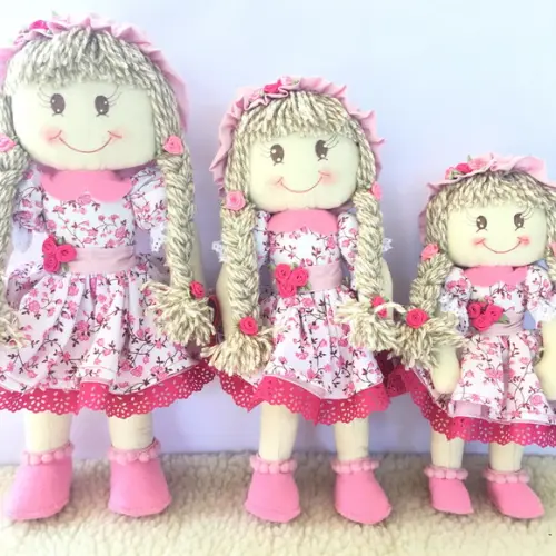 Trio Boneca de Pano Tamanhos Diferentes