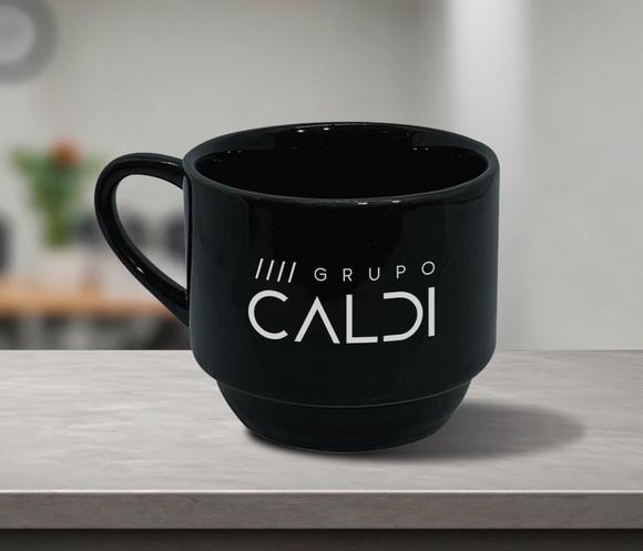 Caneca Empilhável Preta Personalizada 200ml - 24 Unidades