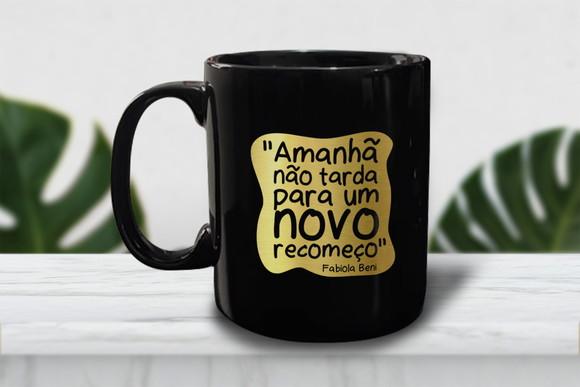 Caneca Preta Personalizada de 300ml - 12 Unidades