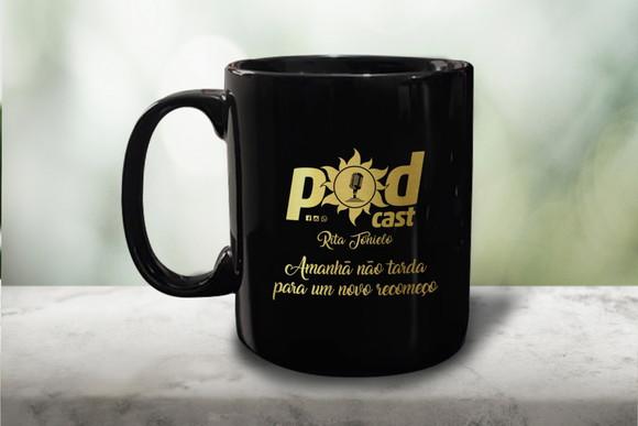 Caneca Preta Personalizada de Porcelana 300ml - 36 Unidades