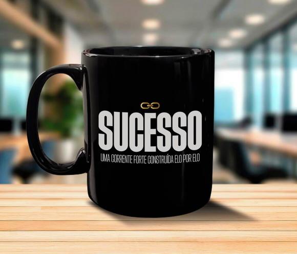 Caneca Preta Personalizada de Porcelana 300ml - 48 Unidades