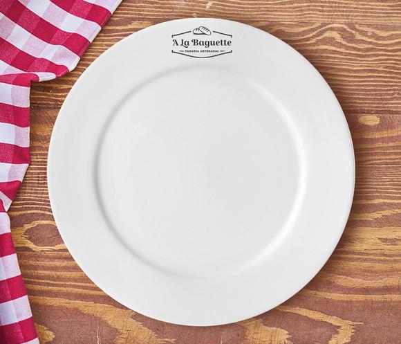 Prato Personalizado de Porcelana 24cm - Kit 200 Unidades