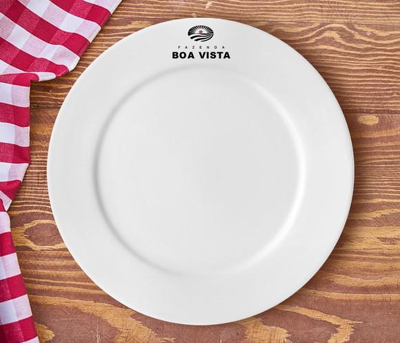 Prato Personalizado de Porcelana 24cm - Kit 200 Unidades