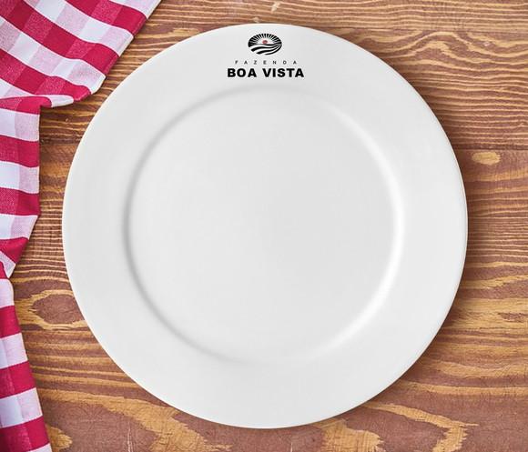Prato Personalizado de Porcelana 24cm - Kit 48 Unidades