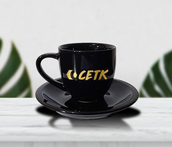 Xícara Preta Personalizada de 90ml - Kit 12 Unidades
