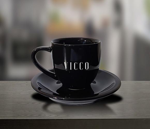 Xícara Preta Personalizada de 90ml - Kit 36 Unidades