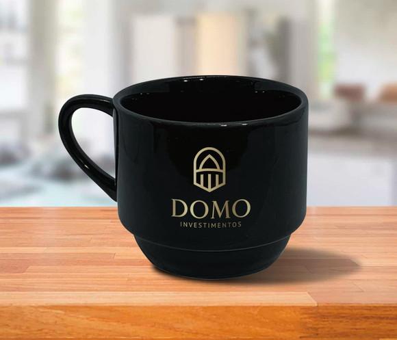 Xícara Preta Personalizada Empilhável 200ml - 24 Unidades