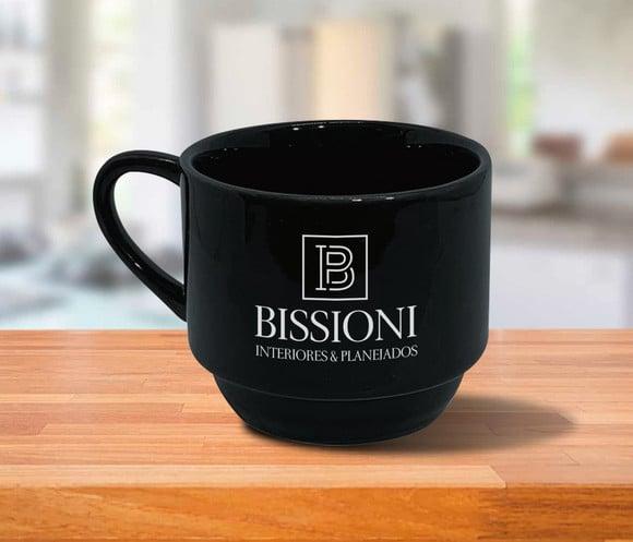 Xícara Preta Personalizada Empilhável 200ml - 48 Unidades