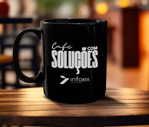 Caneca Preta de Porcelana Personalizada 300ml - 200 Unidades
