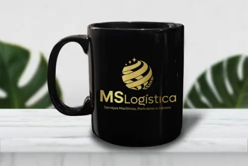 Caneca Preta de Porcelana Personalizada 300ml - 48 Unidades
