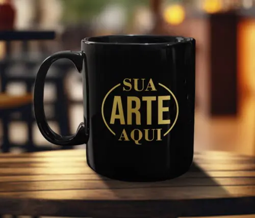 Caneca Preta de Porcelana Personalizada 300ml - 48 Unidades