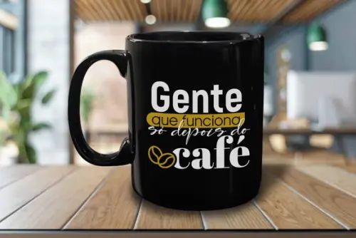 Caneca Preta Personalizada de 300ml - Kit 100 Unidades