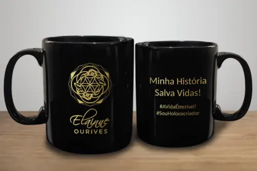 Caneca Preta Personalizada de 300ml - Kit 200 Unidades