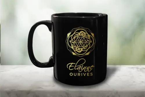 Caneca Preta Personalizada de Porcelana 300ml - 36 Unidades