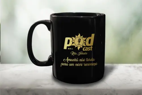 Caneca Preta Personalizada de Porcelana 300ml - 36 Unidades